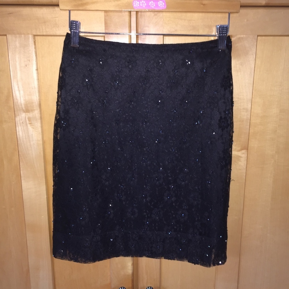 Petite Sophisticate Black Sparkle Mini Skirt size 2